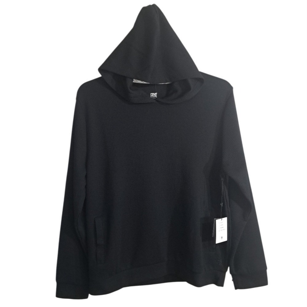 FRYE Men's Donegal Hoodie Size L‎ Black Thermal Textured Pullover NWT